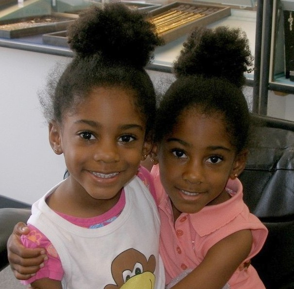 Twins got ears pierced at Rothstein Jewelers